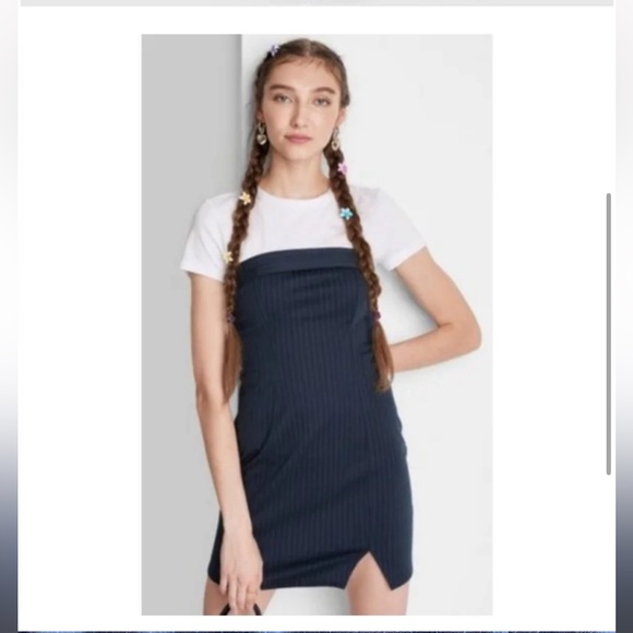 Wild Fable Strapless Ponte Knit Pin Stripe Tube Mini Bodycon Dress - Picture 4 of 7